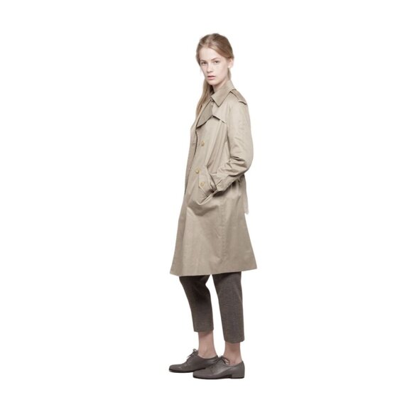 United Bamboo New York Womens Tan Classic Belted Trench Coat Size Medium